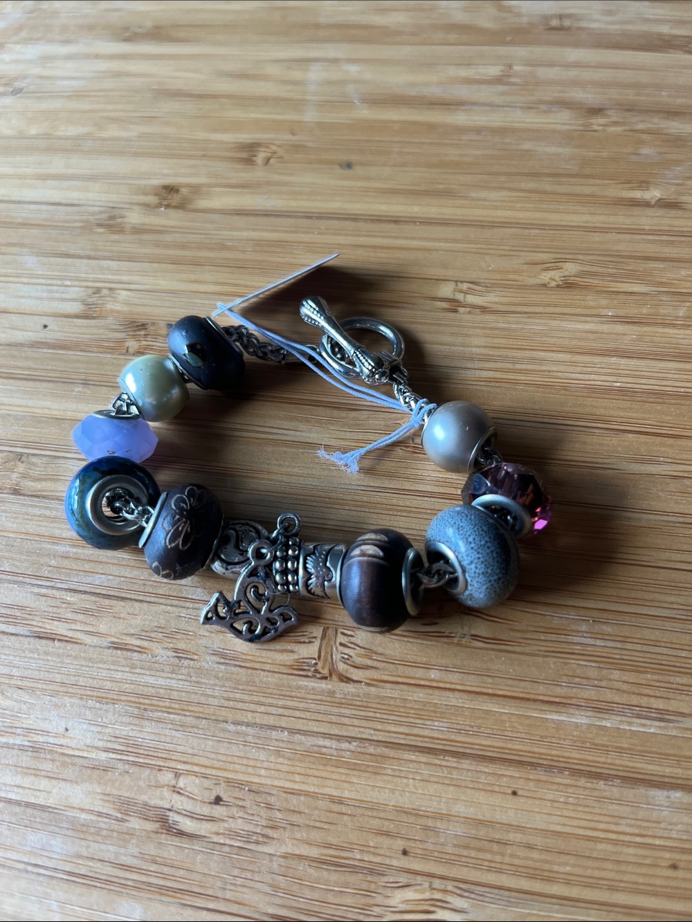5 Toggle Closure Stone Beads And Bird Charm